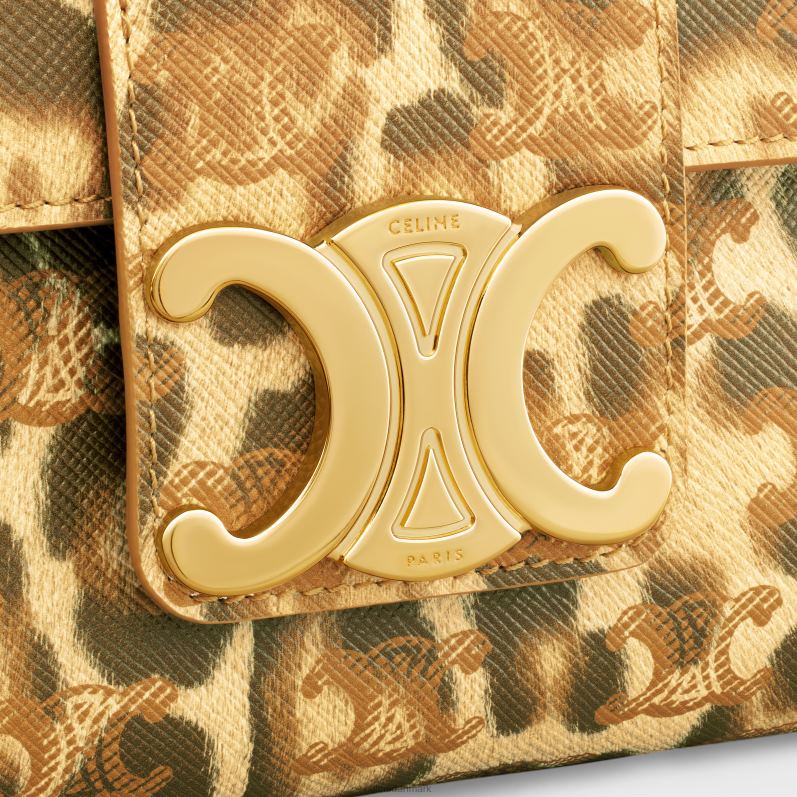 CELINE Kvinder medium victoiretaske i triomflærred med print F44FV8 tilbehør leopard