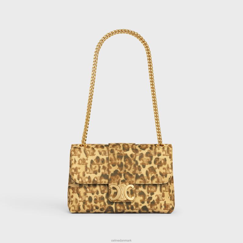 CELINE Kvinder medium victoiretaske i triomflærred med print F44FV8 tilbehør leopard