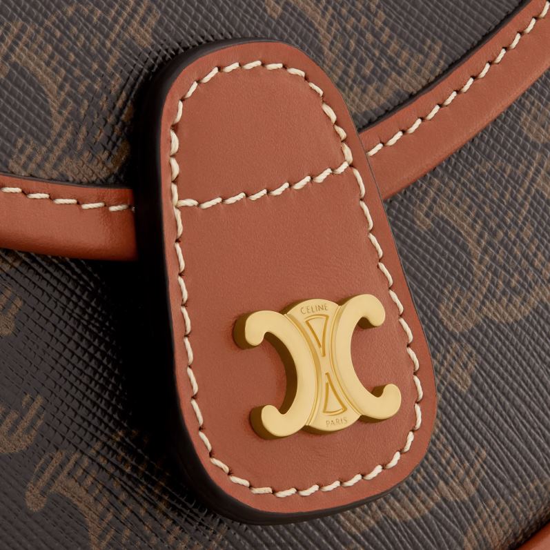 CELINE Kvinder mini besace i triomphe canvas & kalveskind F44FV226 tilbehør tan