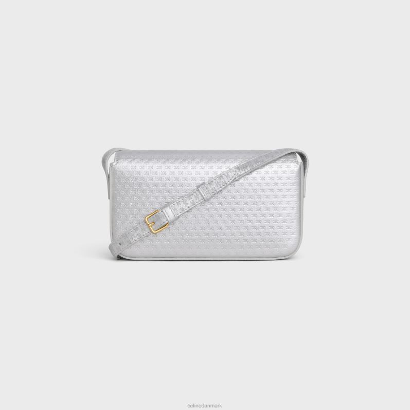 CELINE Kvinder skuldertaske claude i lamineret kalveskind med triomf over det hele F44FV55 tilbehør sølv