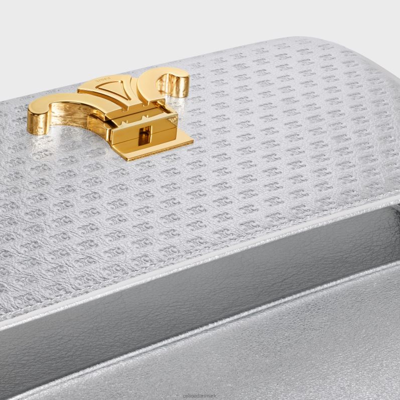 CELINE Kvinder skuldertaske claude i lamineret kalveskind med triomf over det hele F44FV55 tilbehør sølv