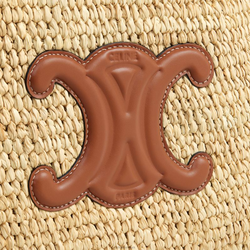 CELINE Kvinder små cabas thais i raffia & kalveskind F44FV30 tilbehør tan