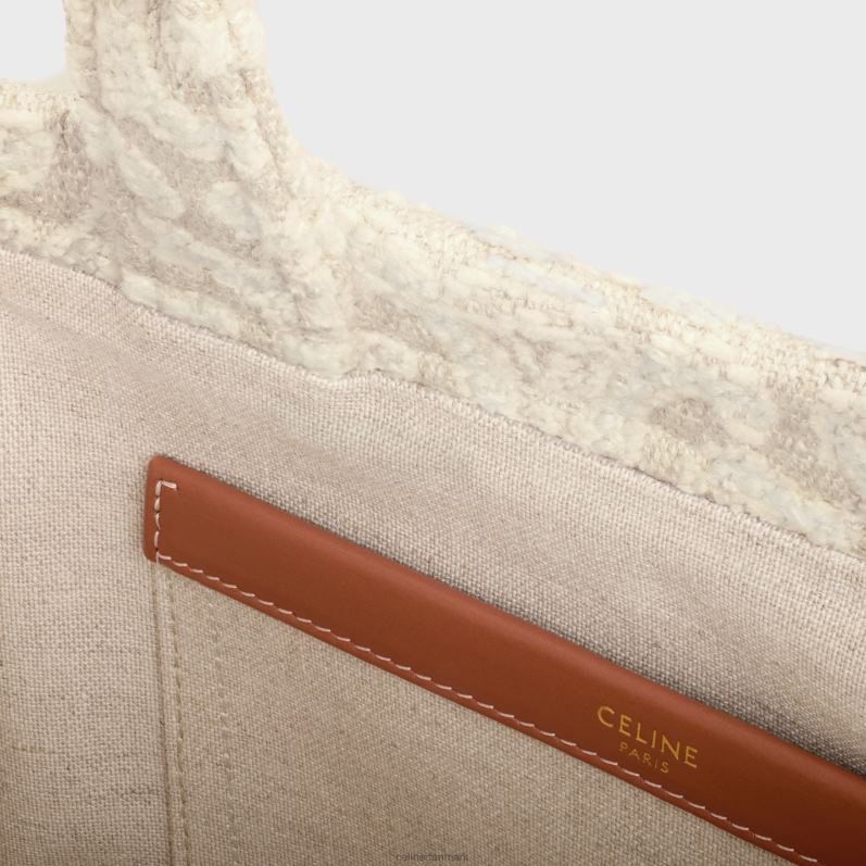 CELINE Kvinder små cabas thais i tekstil med triomf over det hele F44FV247 tilbehør naturlig/brun
