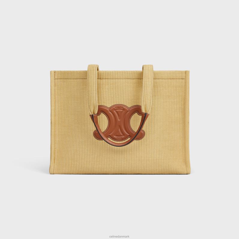 CELINE Kvinder store cabas thais i raffia effekt tekstil & kalveskind F44FV29 tilbehør naturlig/brun