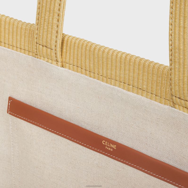 CELINE Kvinder store cabas thais i raffia effekt tekstil & kalveskind F44FV29 tilbehør naturlig/brun