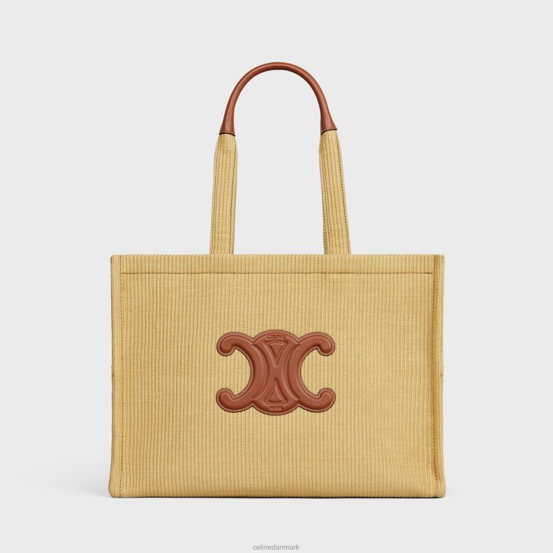 CELINE Kvinder store cabas thais i raffia effekt tekstil & kalveskind F44FV29 tilbehør naturlig/brun