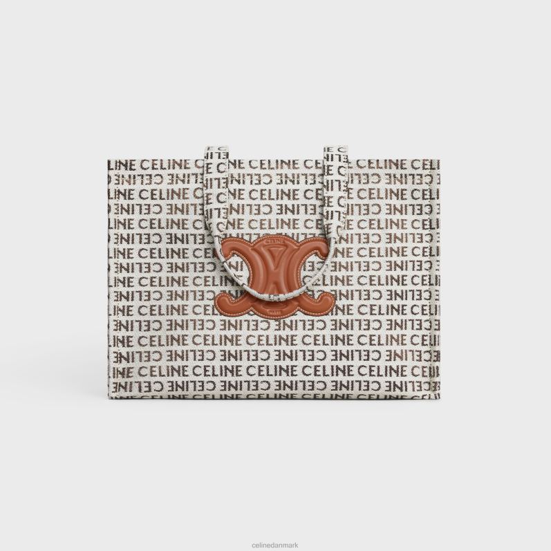 CELINE Kvinder store cabas thais i tekstil med all-over F44FV244 tilbehør naturlig/brun