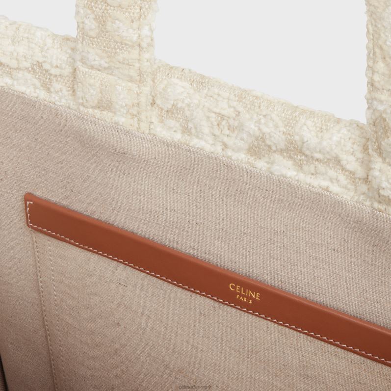 CELINE Kvinder store cabas thais i tekstil med triomf over det hele F44FV242 tilbehør naturlig/brun