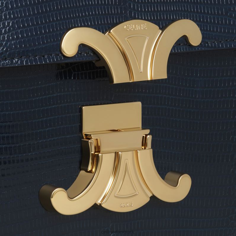 CELINE Kvinder teen triomf taske i firben F44FV117 tilbehør Marine blå