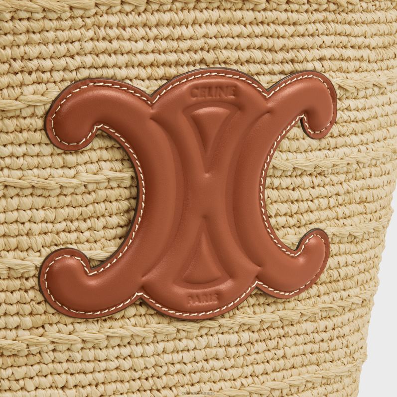 CELINE Kvinder teenager smidig klassisk panier i raffia & kalveskind F44FV26 tilbehør tan