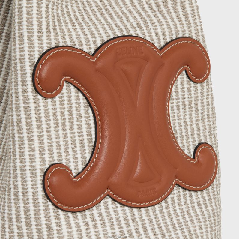 CELINE Kvinder teenagersnøre i stribet tekstil & kalveskind F44FV204 tilbehør beige