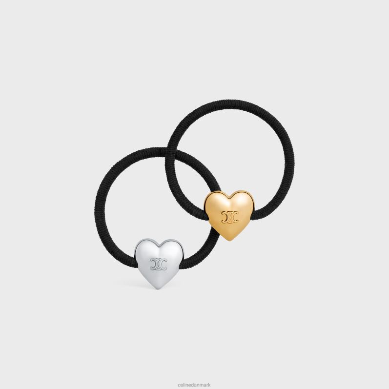 CELINE Kvinder coeur triomphe sæt elastiske bånd i messing med guld & rhodium finish, nylon & gummi F44FV1055 tilbehør sort/guld/sølv