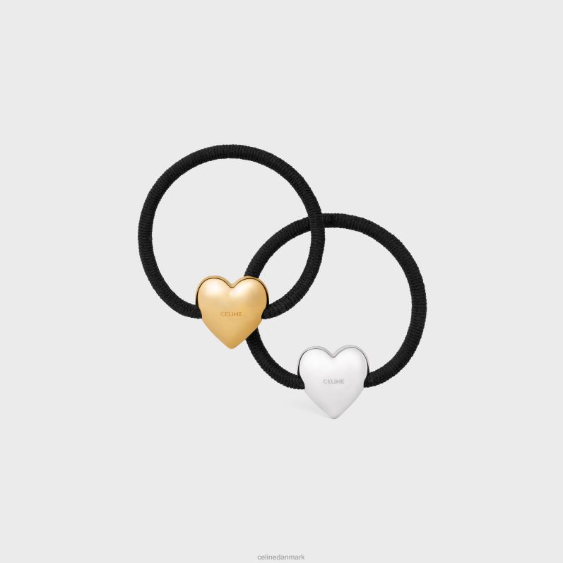 CELINE Kvinder coeur triomphe sæt elastiske bånd i messing med guld & rhodium finish, nylon & gummi F44FV1055 tilbehør sort/guld/sølv