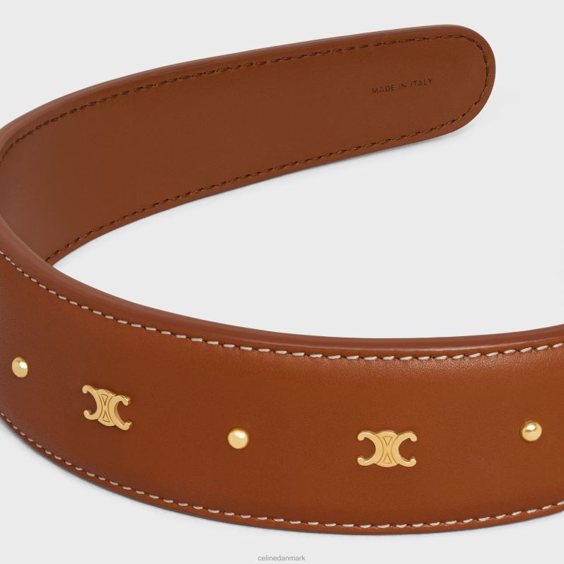 CELINE Kvinder triomf pandebånd i kalveskind & messing med guldfinish F44FV1246 tilbehør tan/guld