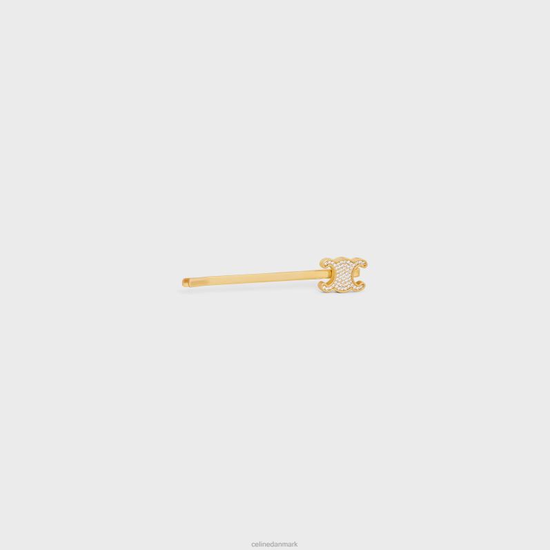 CELINE Kvinder triomphe hair slide i messing med finish og krystaller F44FV1245 tilbehør guld