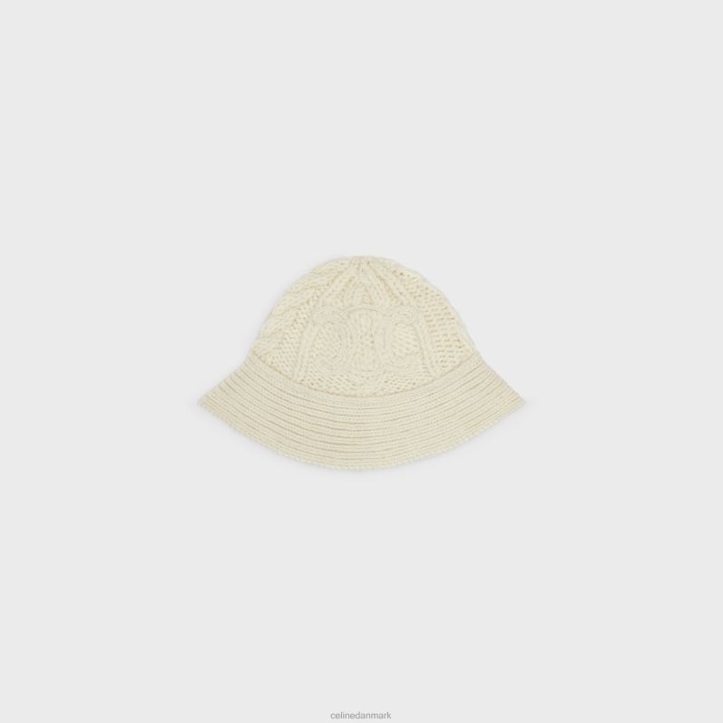 CELINE Kvinder cloche hat i triomphe aran alpaca uld F44FV1189 tilbehør off white
