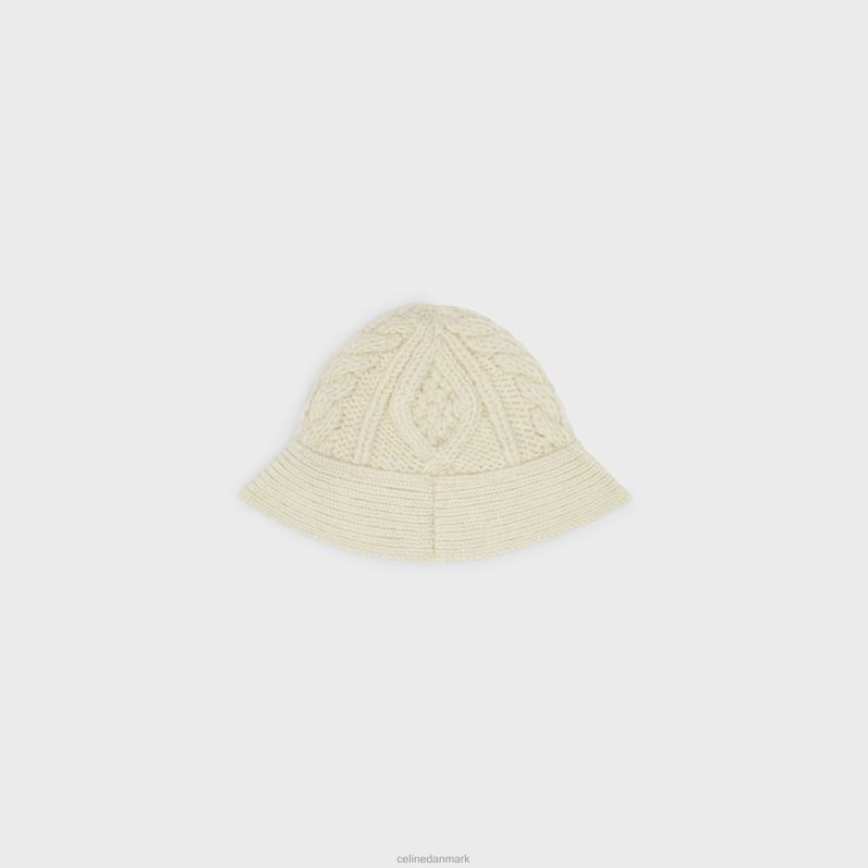 CELINE Kvinder cloche hat i triomphe aran alpaca uld F44FV1189 tilbehør off white
