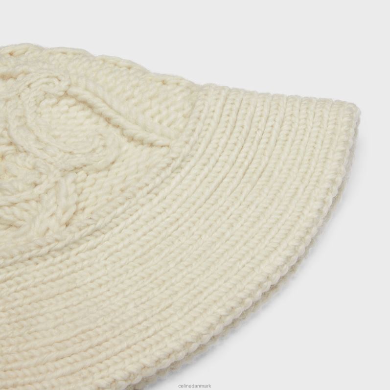 CELINE Kvinder cloche hat i triomphe aran alpaca uld F44FV1189 tilbehør off white