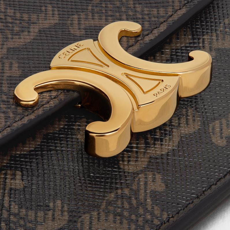 CELINE Kvinder kortholder med klap triomf i triomflærred F44FV494 tilbehør tan