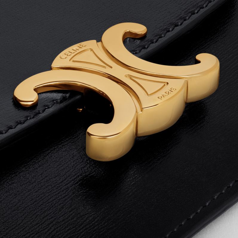 CELINE Kvinder kortholder med klaptriomf i skinnende kalveskind F44FV492 tilbehør sort