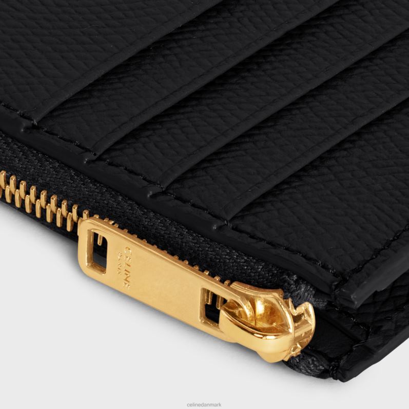 CELINE Kvinder lynlås kompakt kortholder essentials i kornet kalveskind F44FV506 tilbehør sort