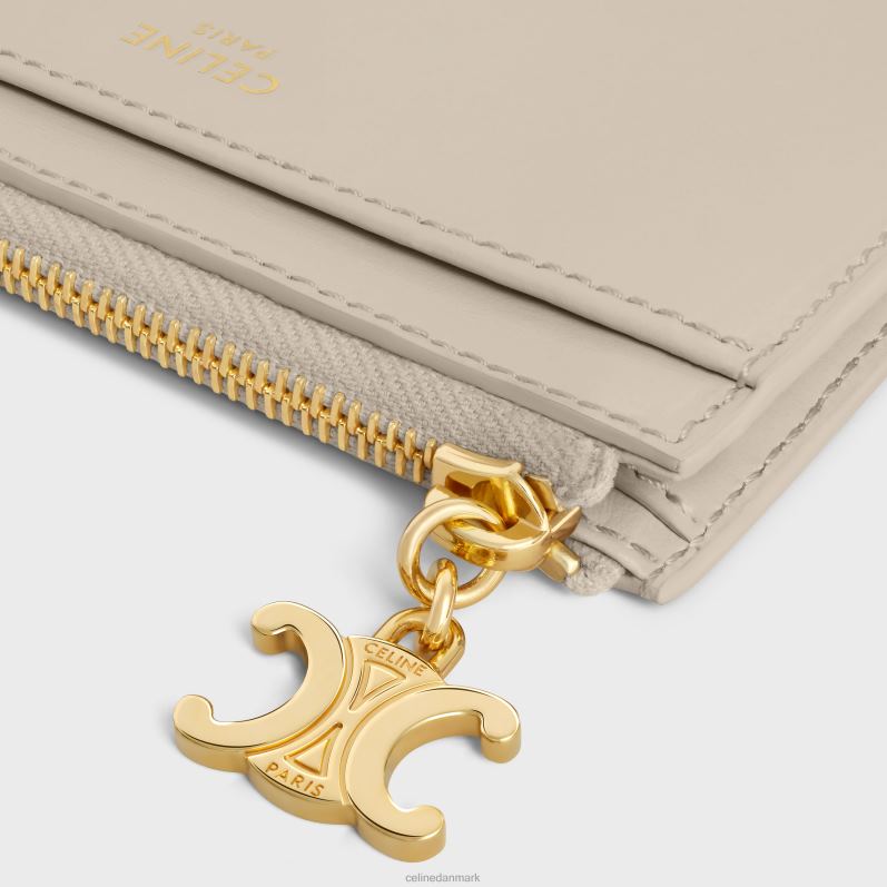 CELINE Kvinder lynlås kortholder triomf charms i skinnende kalveskind F44FV428 tilbehør lys sten