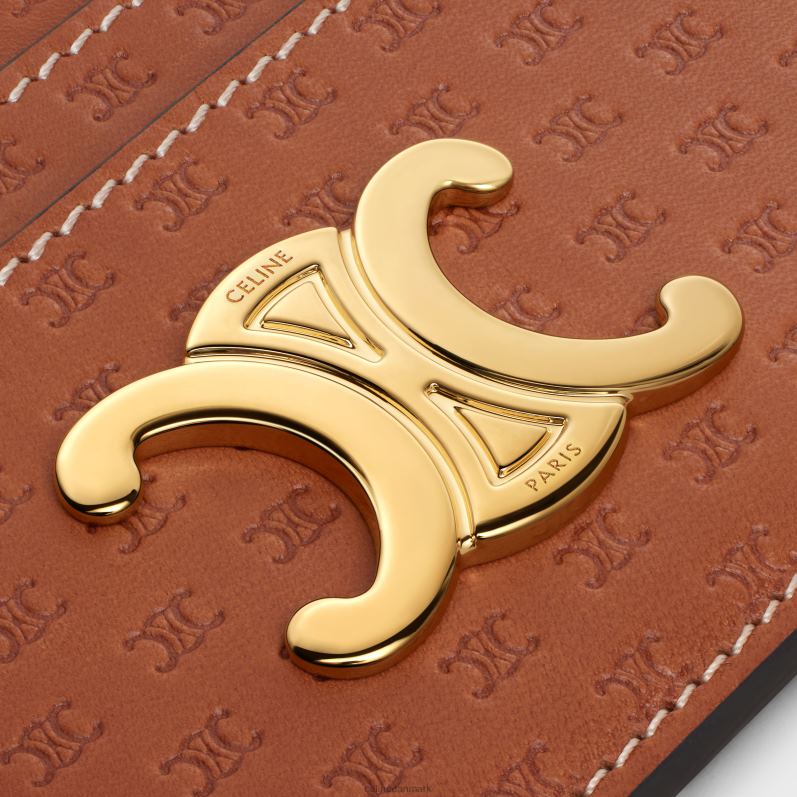 CELINE Kvinder triomfkortholder i naturligt kalveskind præget F44FV418 tilbehør tan