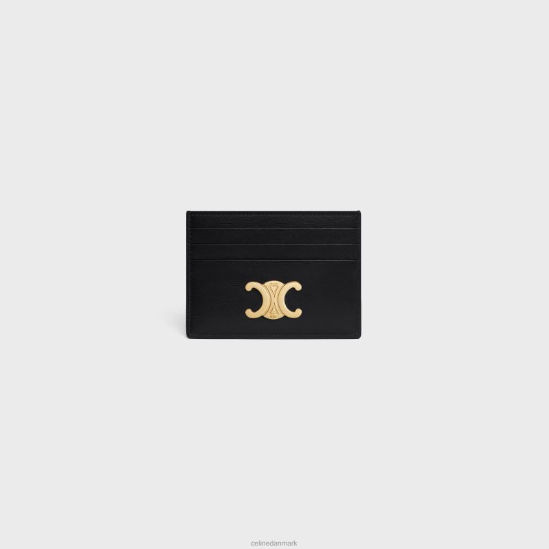 CELINE Kvinder triomfkortholder i skinnende kalveskind F44FV486 tilbehør sort