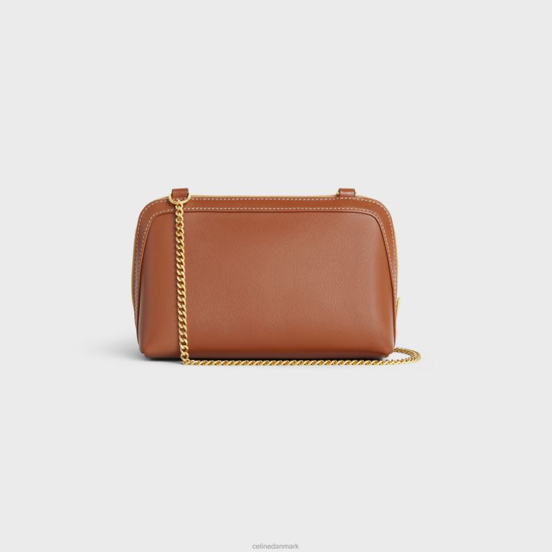 CELINE Kvinder clutch on chain cuir triomphe i glat kalveskind F44FV336 tilbehør tan