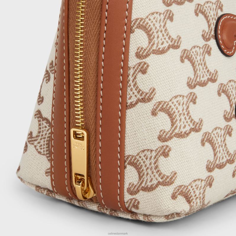 CELINE Kvinder clutch på kæde cuir triomf i tekstil med triomf print & kalveskind F44FV337 tilbehør hvid