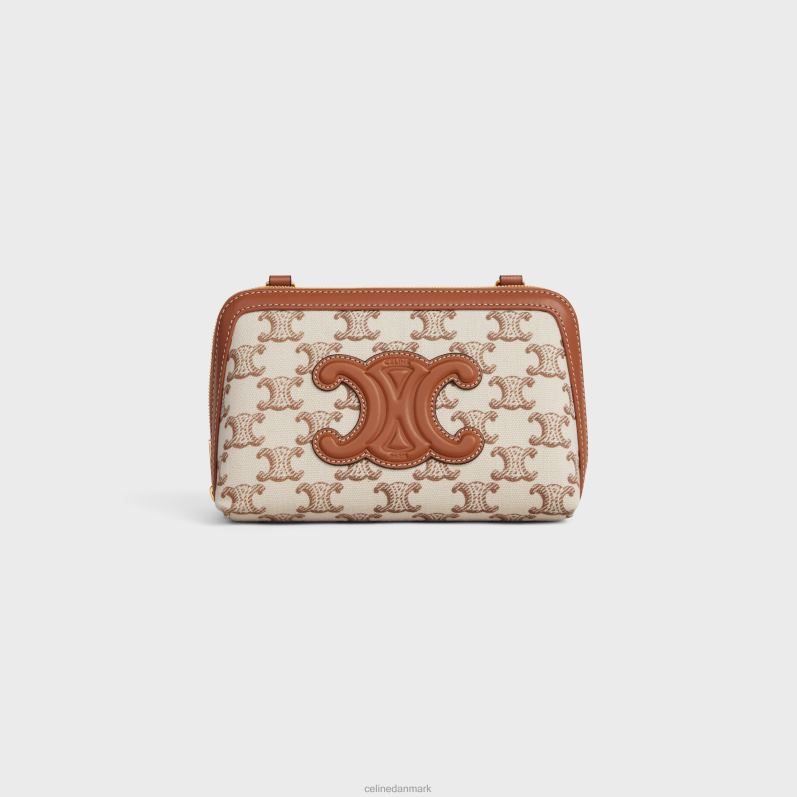 CELINE Kvinder clutch på kæde cuir triomf i tekstil med triomf print & kalveskind F44FV337 tilbehør hvid