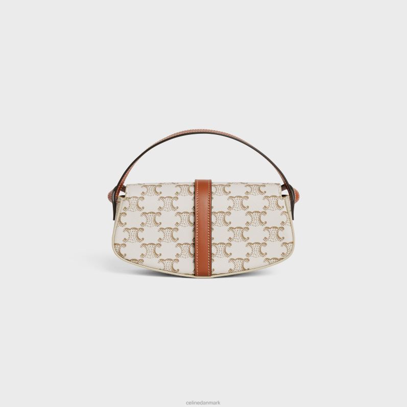 CELINE Kvinder clutch på rem tabou i triomphe canvas & kalveskind F44FV345 tilbehør hvid/tan