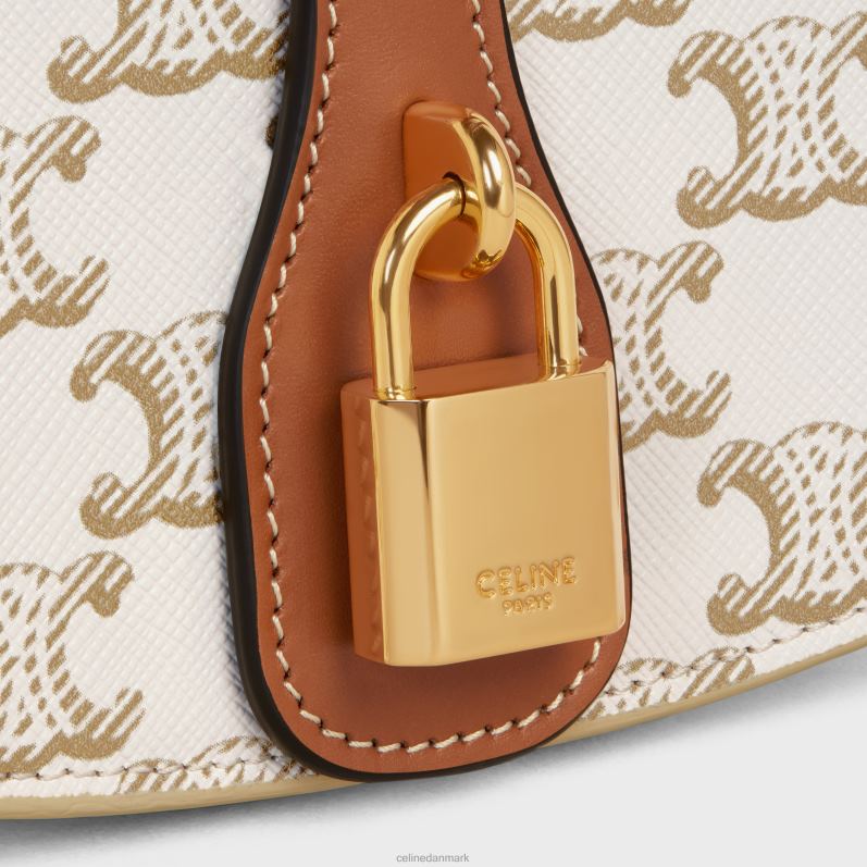 CELINE Kvinder clutch på rem tabou i triomphe canvas & kalveskind F44FV345 tilbehør hvid/tan