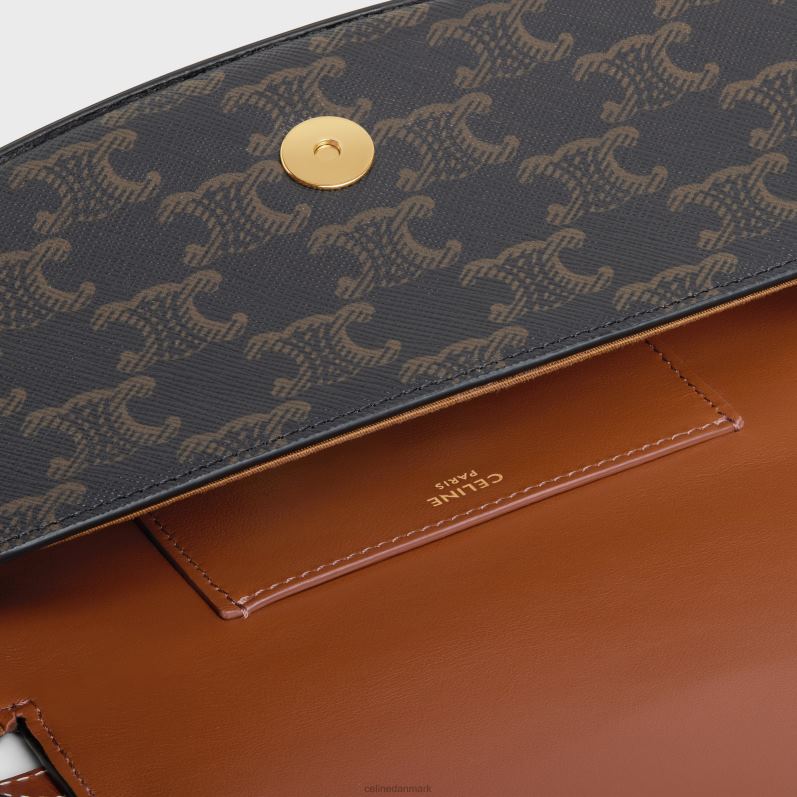 CELINE Kvinder clutch på rem tabou i triomphe canvas & kalveskind F44FV389 tilbehør tan