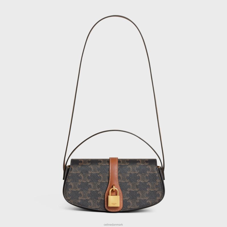 CELINE Kvinder clutch på rem tabou i triomphe canvas & kalveskind F44FV389 tilbehør tan