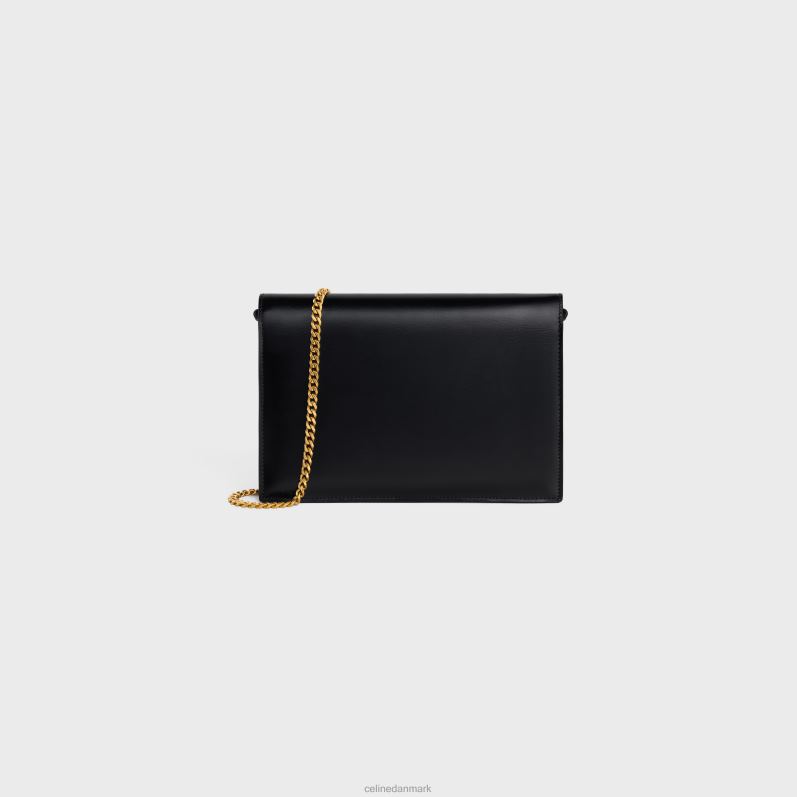 CELINE Kvinder clutch soir i skinnende kalveskind F44FV392 tilbehør sort
