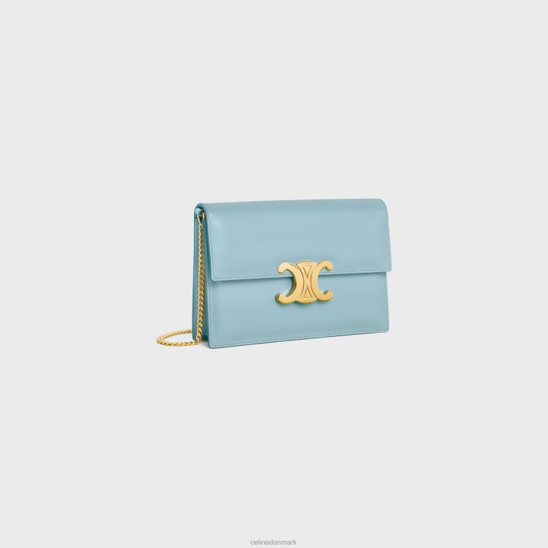 CELINE Kvinder clutch soir i skinnende kalveskind F44FV393 tilbehør californien blå