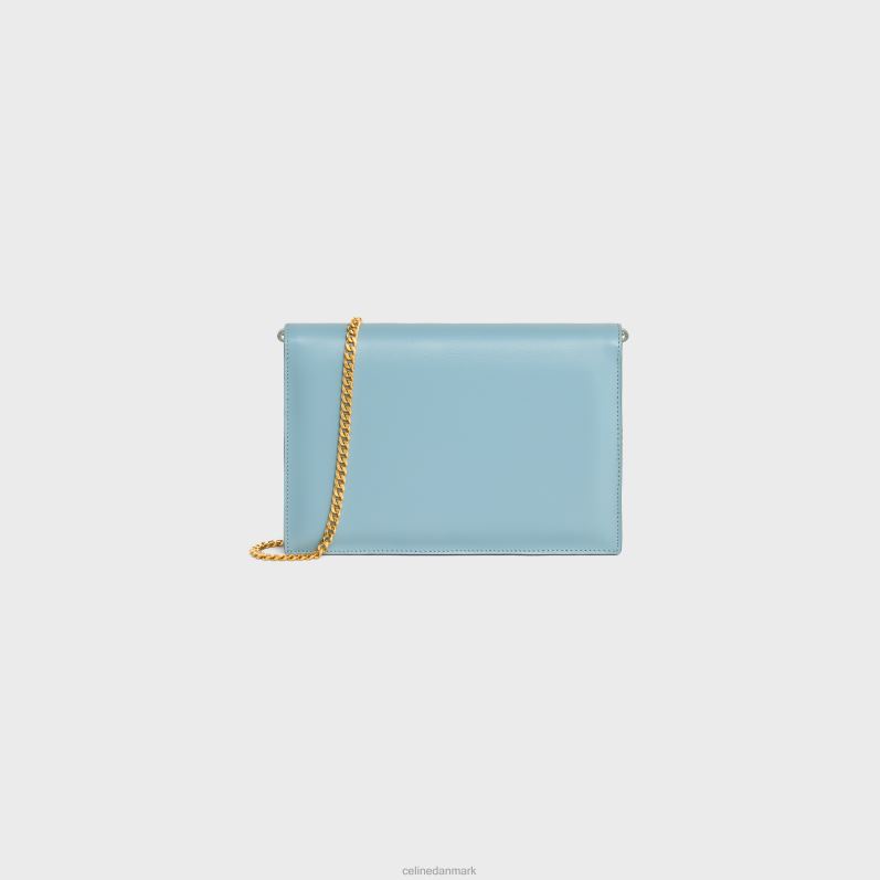 CELINE Kvinder clutch soir i skinnende kalveskind F44FV393 tilbehør californien blå