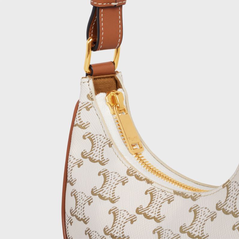 CELINE Kvinder mini ava i triomphe canvas & kalveskind F44FV385 tilbehør hvid/tan