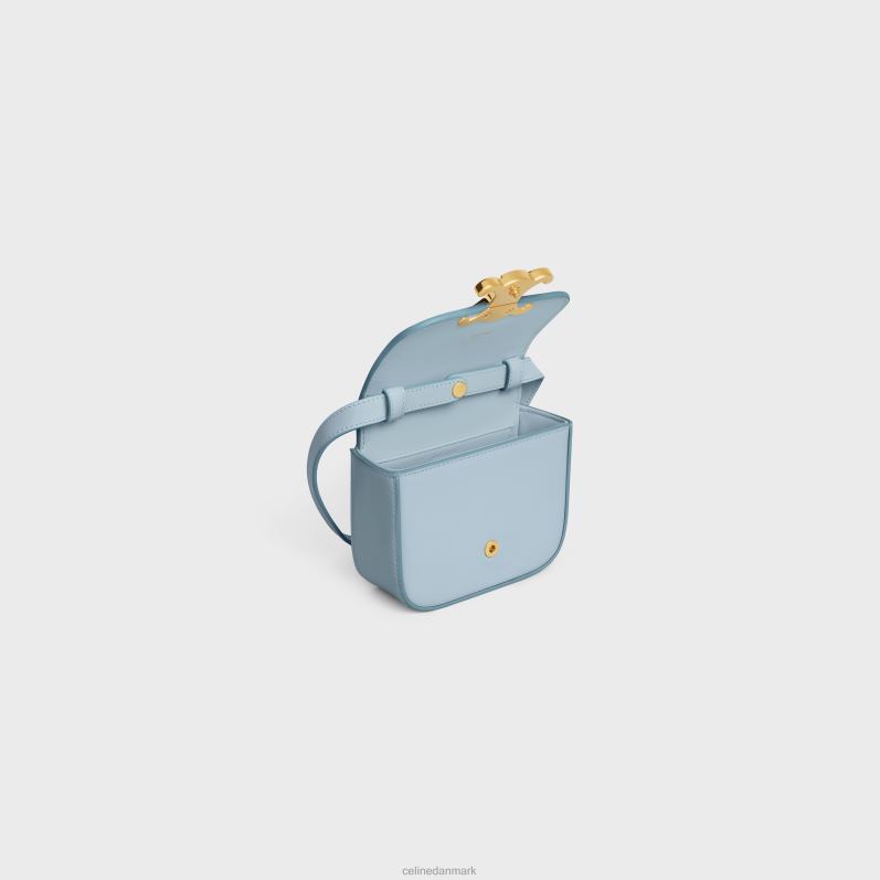 CELINE Kvinder mini claude i skinnende kalveskind F44FV327 tilbehør svag blå