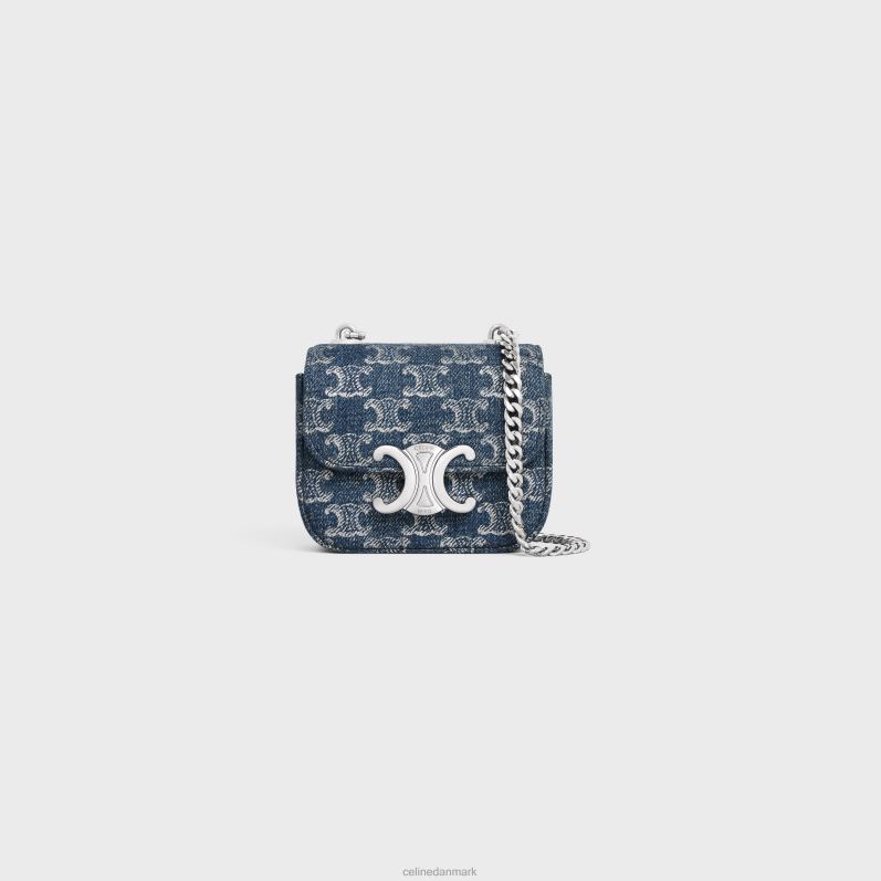 CELINE Kvinder mini kæde claude i denim med triomf over det hele F44FV334 tilbehør denim/sølv