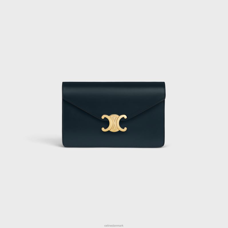 CELINE Kvinder pung på kæde margo i skinnende kalveskind F44FV314 tilbehør Marine blå