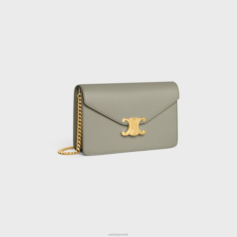 CELINE Kvinder pung på kæde margo i skinnende kalveskind F44FV349 tilbehør grønt ler