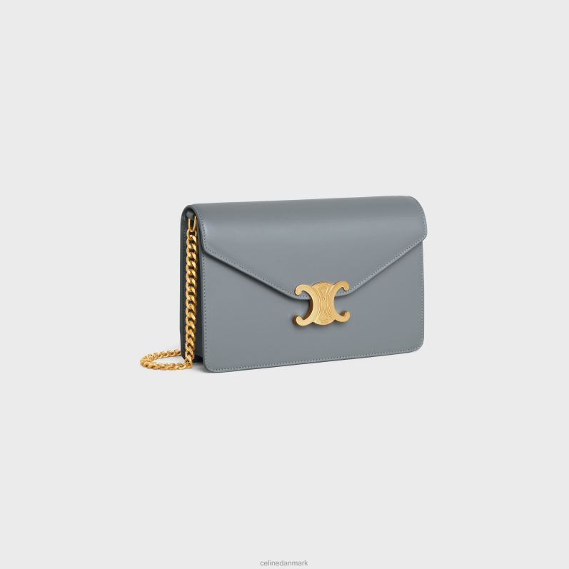 CELINE Kvinder pung på kæde margo i skinnende kalveskind F44FV352 tilbehør blå grå