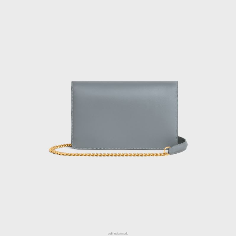 CELINE Kvinder pung på kæde margo i skinnende kalveskind F44FV352 tilbehør blå grå