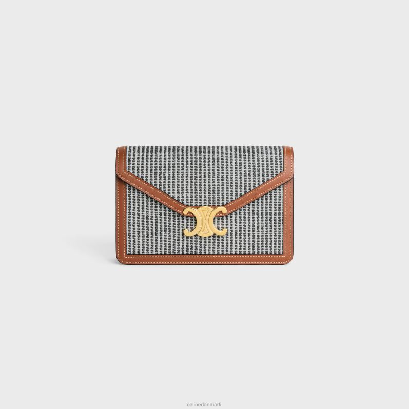 CELINE Kvinder pung på kæde margo i stribet tekstil & kalveskind F44FV357 tilbehør antracit