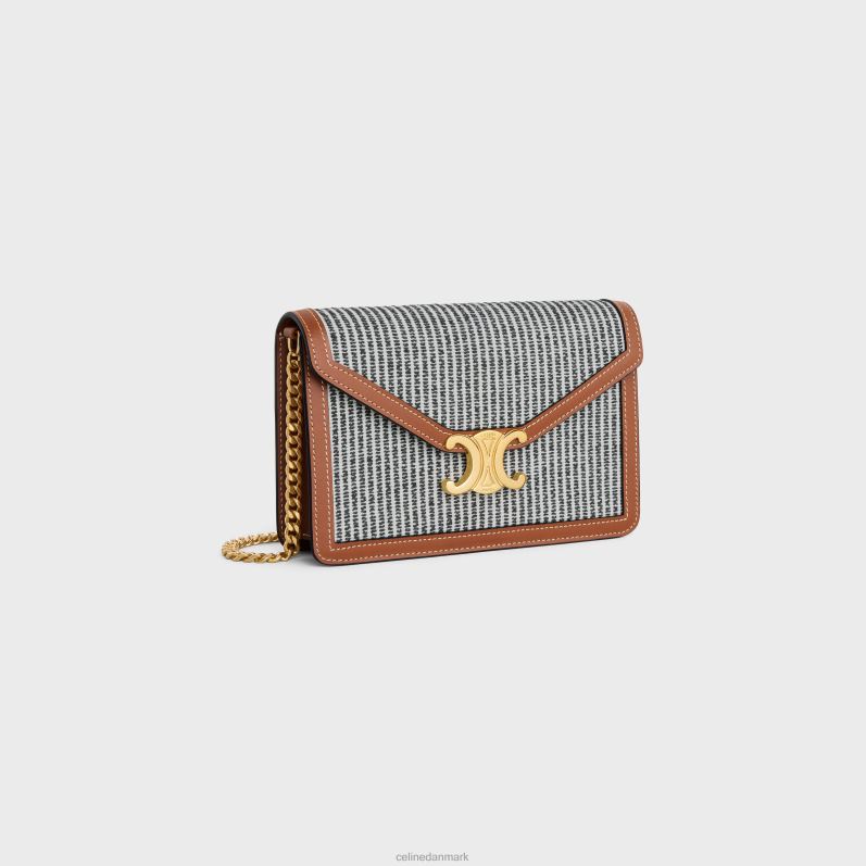 CELINE Kvinder pung på kæde margo i stribet tekstil & kalveskind F44FV357 tilbehør antracit