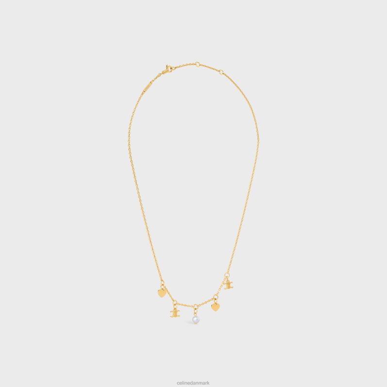CELINE Kvinder coeur charms halskæde i messing med guld finish & harpiks perle F44FV1356 tilbehør guld/elfenben