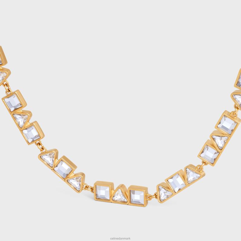 CELINE Kvinder geometrisk halskæde i messing med finish & strass F44FV1265 tilbehør guld