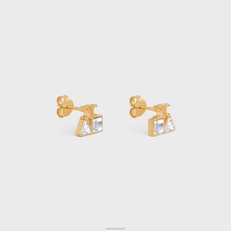 CELINE Kvinder geometriske øreringe i messing med finish & strass F44FV1267 tilbehør guld